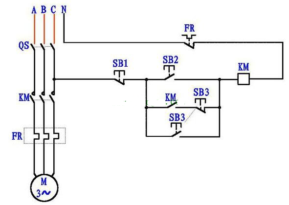 接触器点动加自保电路原理图解-曙光学习苑