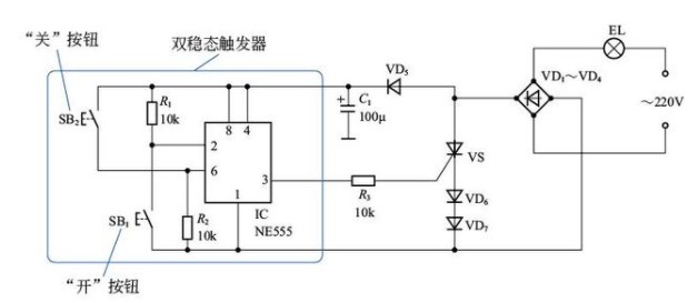 照明灯电路图简单(路灯光电控制电路/轻触台灯开关电路/应急照明灯电路)
