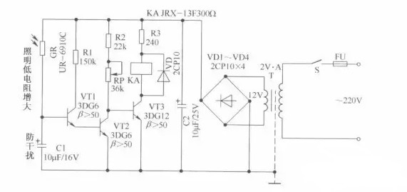 照明灯电路图简单(路灯光电控制电路/轻触台灯开关电路/应急照明灯电路)